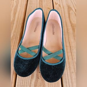Childrenchic green velvet ballet flats